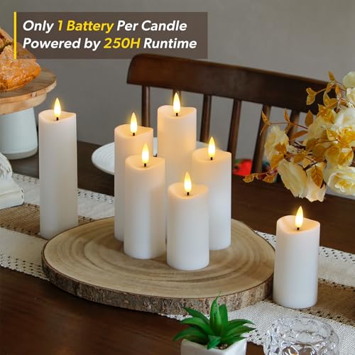 Image of Waterproof Flameless 2.2 inch x4 inch 4 inch 5 inch 5 inch 6 inch 6 inch 7 inch 7 inch Pillar Candles with Remote Control and Timer, LED White Battery Operated Plastic Wave-Shaped Design Pack of 8 Outdoor Flickering