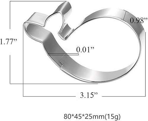 Miniatura 2 de Cortador de galletas de ballena, acero inoxidable de grado alimenticio