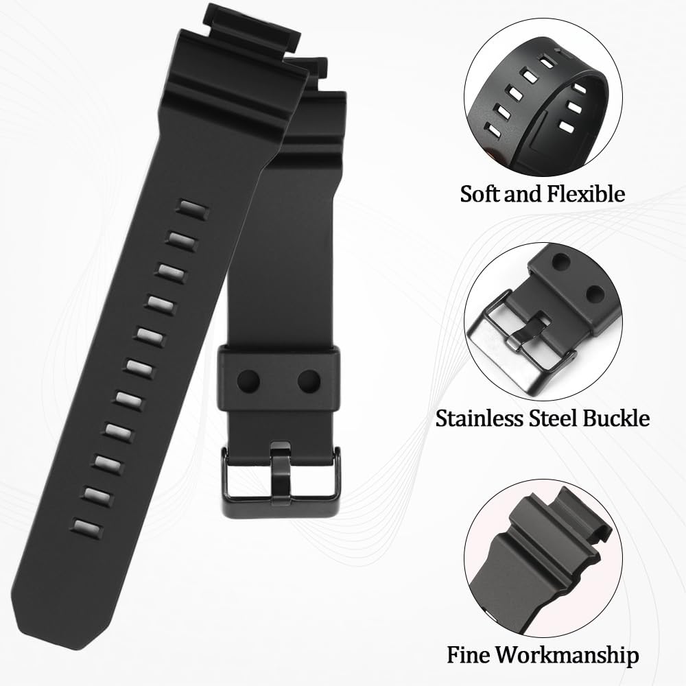 Rubber Watch Strap Compatible with Casio GD-X6900 GDX6900 GB-X6900 3420 3418, Soft Resin Waterproof Replacement Bracelet image 4