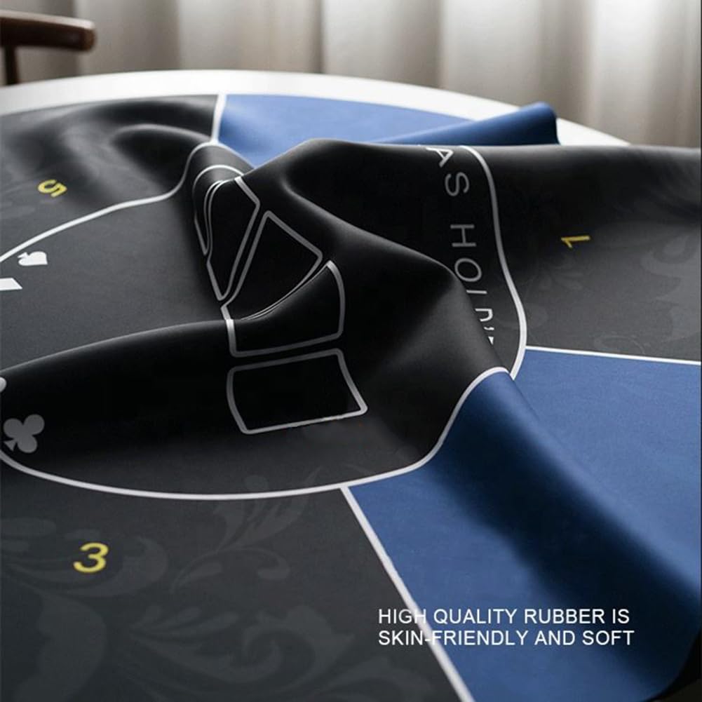 Mesa de póquer de Goma portátil Texas Hold'em de 1,2 x 1,2 M, tapete de diseño de Juego for 6 Jugadores con Bolsa de Transporte(1.2 x 1.2 M)