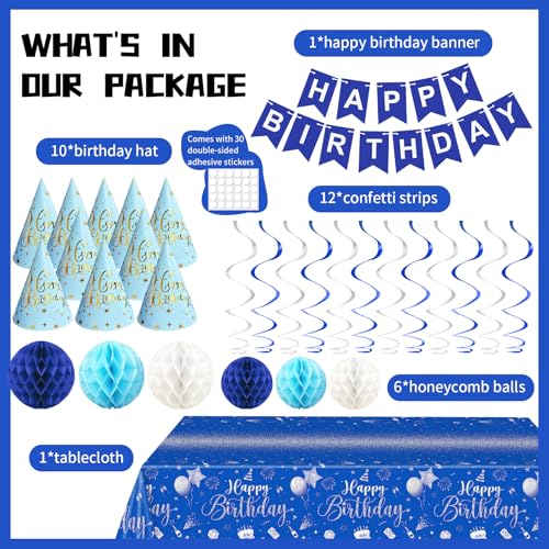 Save 50% on Blue Birthday Decorations Kit with Banner & Honeycombs