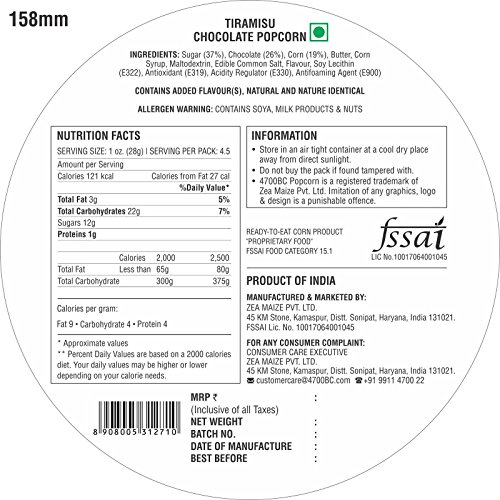 Image of 4700BC Gourmet Popcorn, Mocha Walnut Chocolate, Tin, 125g /135g & 4700BC Gourmet Popcorn: Tiramisu Chocolate Tin, 135g
