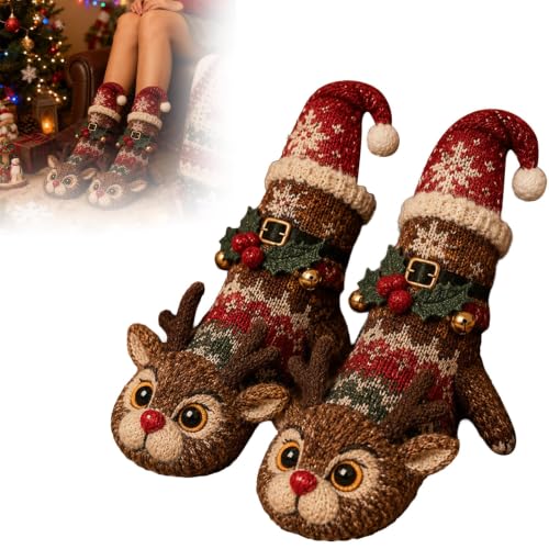 Christmas 3D Animal Socks for Adult Kids Cute Plush Fuzzy Novelty Xmas Gift - image 6