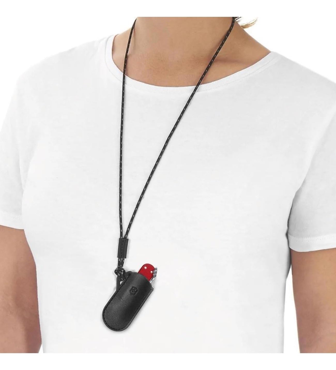 Victorinox İsviçre çakısı için deri kılıf küçük, taşıma kayışı dahil kılıf, siyah
