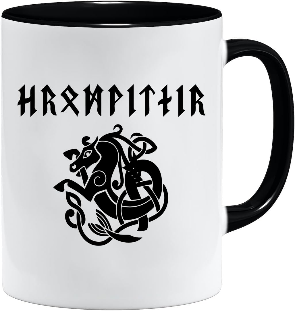 Nordic Viking Mug Gift Idea for Old Men Dad Grandpa Coffee Mug Viking Motif Skull Beer Mug Thors Hammer (VIKING023)