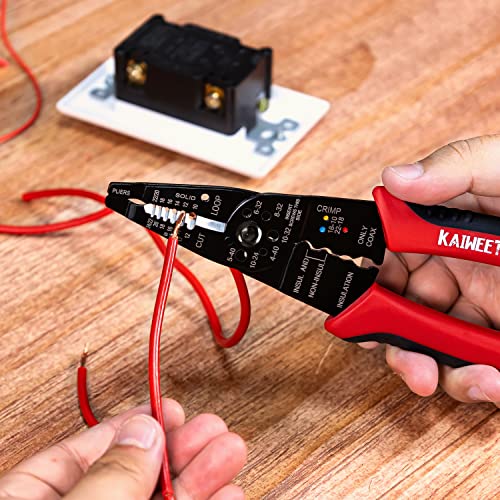 Kaiweets Wire Stripper 10-22 Awg Wire Splicer Cable Stripper Multipurpose Wire Stripping Tool Electrical Wire Pliers With Screw Cutter #TOP6