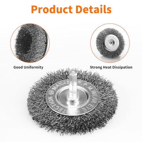Drahtbürste Bohrmaschine 12 Teiliges Set, 6-mm-Drahtbürste Akkuschrauber, mit Sechskant-Drahtbürste, Stahlbürste Akkuschrauber können zum Entrosten, Schleifen, Polieren und Entgraten verwendet werden