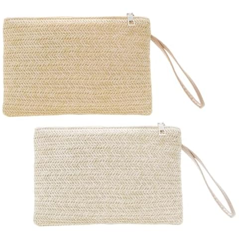 FUIPVGI 2-piece Women's Straw Clutch Bag Set Cover