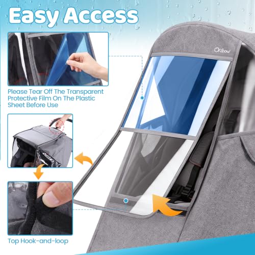 Image of Clear Stroller Rain Cover, Universal Fit, Side Ventilation, Light Gray