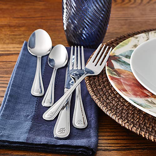 Riverridge 10-151 Beaded 46 Piece Monogrammed Flatware Set, Letter G, No Size, Silver #TOP1