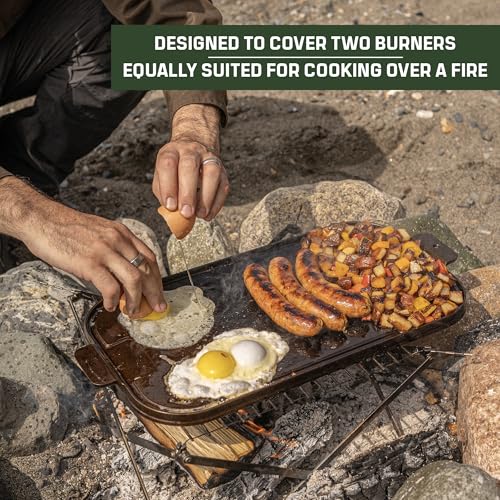 Wagner Cast Iron Griddle – 1950 Vintage Reissue in Wooden Box – Double Burner Griddle for Stovetop & Outdoor Cooking – Pre-Seasoned Cast Iron – Handcrafted in USA – Naturally Nonstick view 5