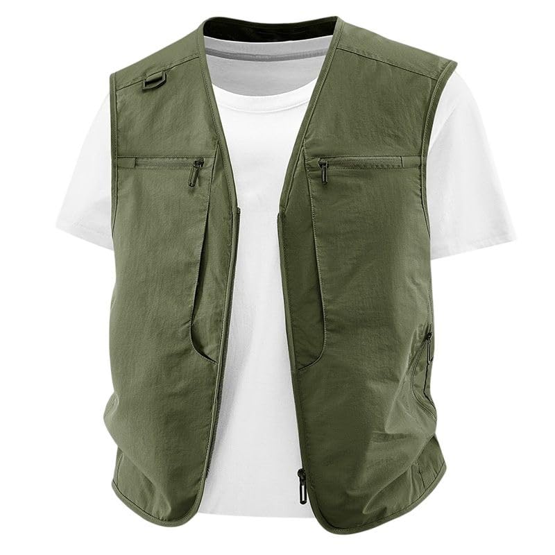 Gilet cargo homme plusieurs poches zippées veste en nylon
