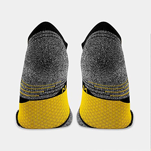 Wander Men's Athletic Running Socks 7 Pairs Thick Quarter Socks Cushion Ankle Socks For Men Sport Low Cut Socks(7 Pairs Black Yellow,Size:10-12) #TOP3