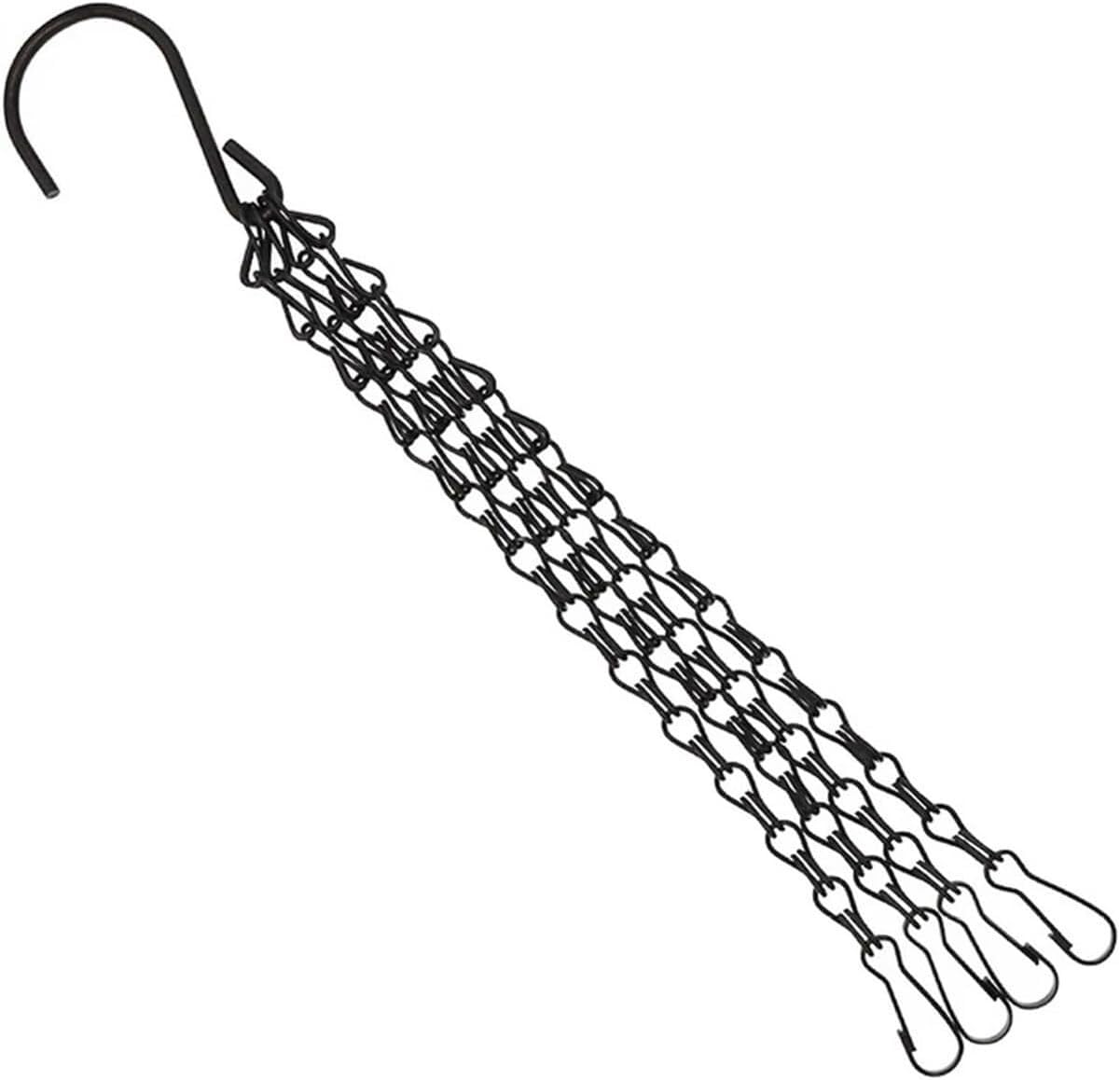 Vakorise Chains with hooks, Chain With Hooks Pot Plant Hanger Iron Ornaments Black Silver(Black)