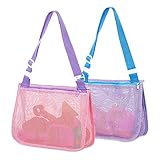 【Bolsas de playa portátiles expandibles】: cada bolsa de playa de malla mide aproximadamente 48 x 24 x 6 cm, la parte inferior está diseñada para expandirse para permitir que se recolecten más conchas y agregar juguetes adicionales para proporcionar un gran espacio para almacenar juguetes en la playa; net La bolsa también se puede plegar en un tamaño pequeño que no ocupa mucho espacio, se puede guardar fácilmente en bolsos, cajones y equipaje, y se puede colgar en la pared en casa.
