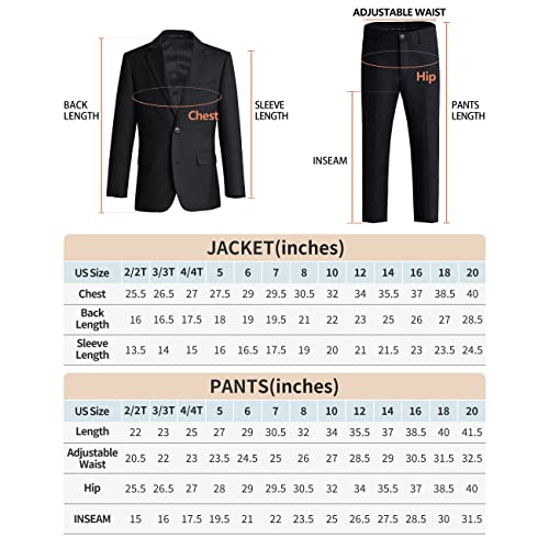 Elpa Elpa 7-Piece Plaid Boys Suits Slim Fit Little Kids And Big Youth Boy Suit Set, Blue Plaid(Wine Red Bowtie + Black Tie) Size 8 #TOP6