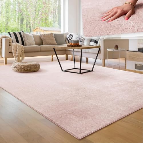 DONATELLA Alfombra Loft 200 - Alfombra Moderna y mullida de Pelo Corto, Parte Inferior Antideslizante, Muy Suave - 080x150 cm., Rosa