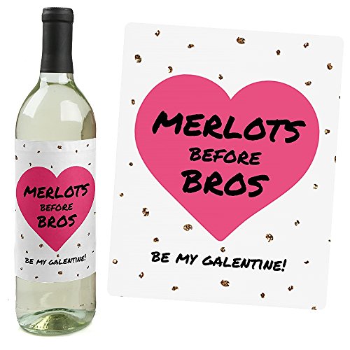 Big Dot Of Happiness Be My Galentine - Valentine's Day Gift For Women And Men - Wine Bottle Label Stickers - Set Of 4 #TOP3