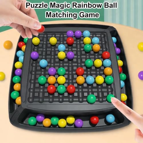 Image of Rainbow Ball Chess Board Game for Kids | Puzzle Magic Ball Matching Game with 48 Colored Balls | Family Game for 2-4 Players | Educational Indoor Games & Learning Toy for Boys and Girls