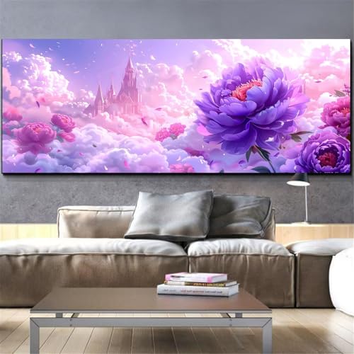 Kit Complet Diamond Painting Fleur et Château pour Activité Manuelle