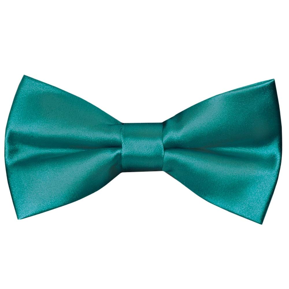Ties R Us Boys Green & Teal Pre Tied Teal Satin Bow Tie Age 4-7