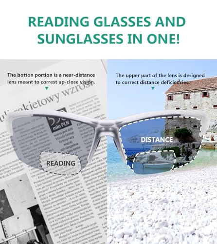 Image of Eyekepper Bifocal Sunglasses for Women Men, Rectangular Frame | Outdoor Sports Bifocal Reading Sunglass, with Readers Built in, Mens Tinted Sun Reader Bifocals, Ladies Cheater,Wrap Half Rim