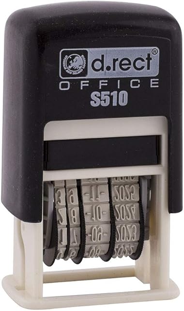D.RECT S510 Stamp | Date Stamp | Stamp in Color Black for Office, Teacher and Invoice | Design Yourself Office Accessories | 4mm | Day/Month/Year