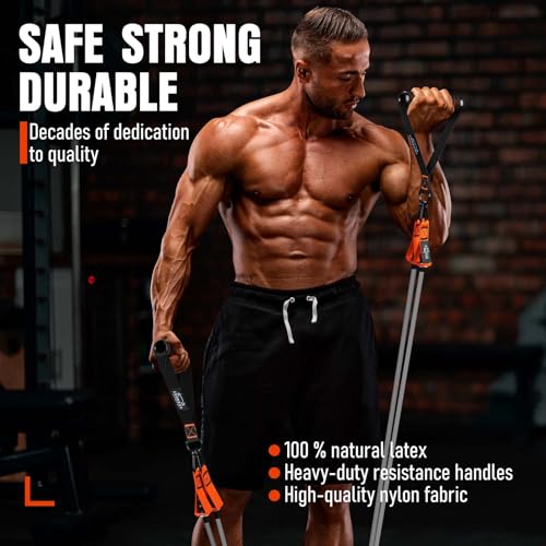 image for COOBONS FITNESS Resistance Bands with Handles, 175lb Exercise Bands fo