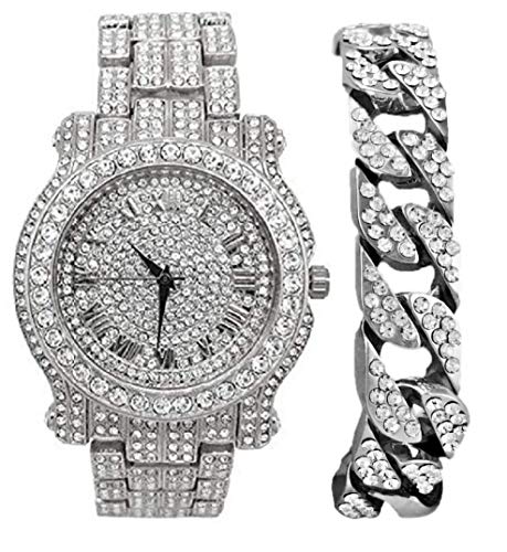 Montre blinged-out Charles Raymond style de vie de luxe pour soirées et scènes hip hop