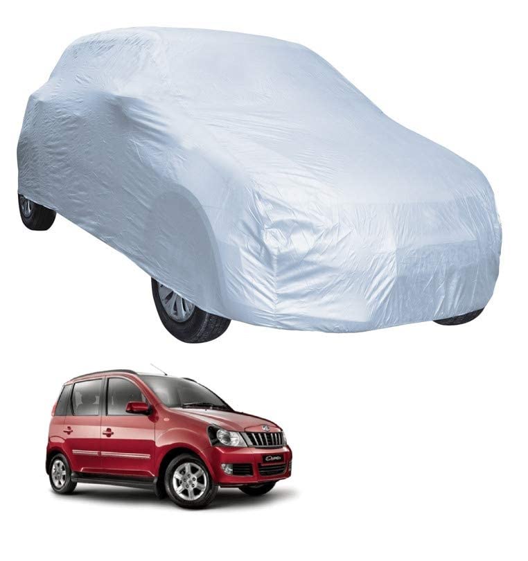 Image of Auto Hub Car Cover Compatible with Mahindra Quanto with Weather Proof, Triple Stitched, Quanto Car Cover- Plain Silver