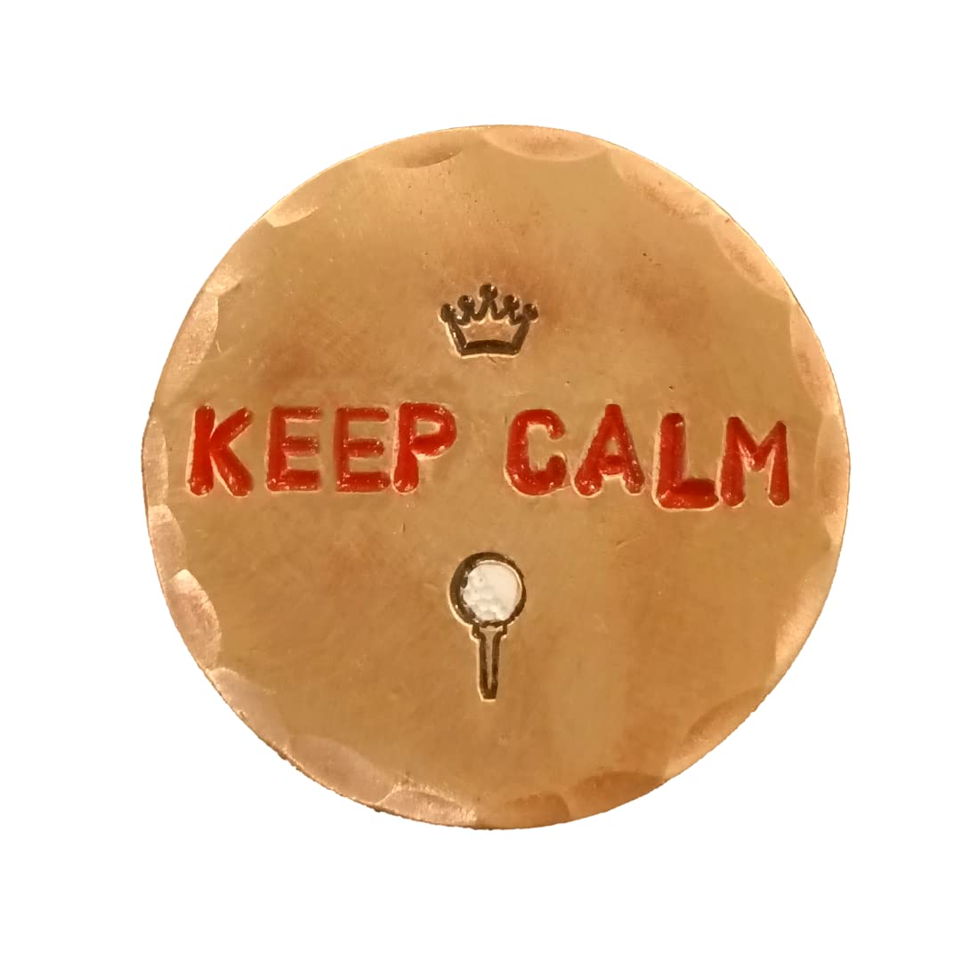 SunfishKeep Calm Hand Stamped Copper Golf Ball Marker