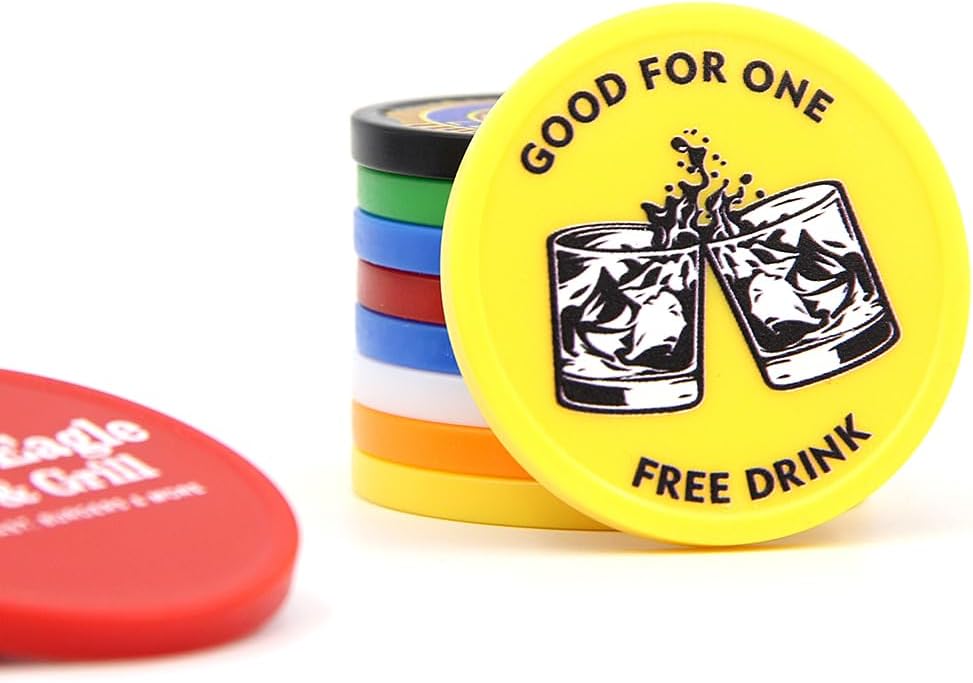 100 PCS Custom Plastic Poker Chips, Double Sided Full-Color Print Your Image and Text on Chips, Good for Party, Card Games and Late-Night Poker Games