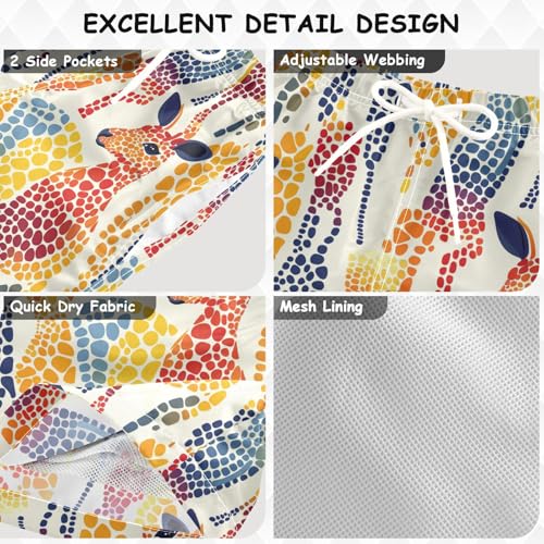 Boys Quick Dry Swim Trunks with Pockets Colorful Silhouette Polka Dot Kangaroo Beach Shorts for Kids Swimsuit3