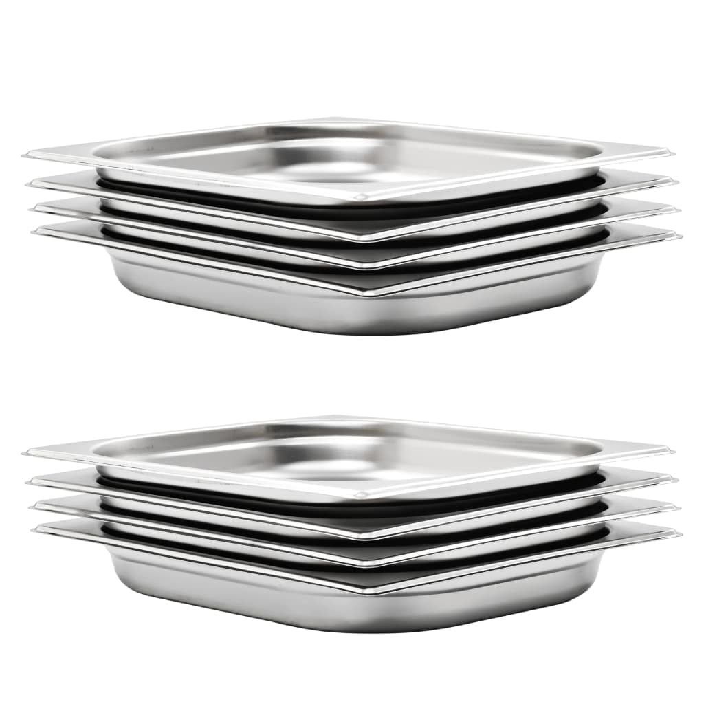 Contenitore per gastronorm, 8 pezzi, GN 1/2, 40 mm, in acciaio inox, per Bain Marie Chafing Dish, buffet, catering, cucina, ristorante, hotel, feste, eventi