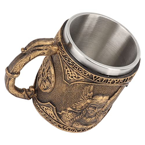Aoutecen Caneca de bebida, delicada acabamento fino acabamento caneca de cerveja cor bronze resina d