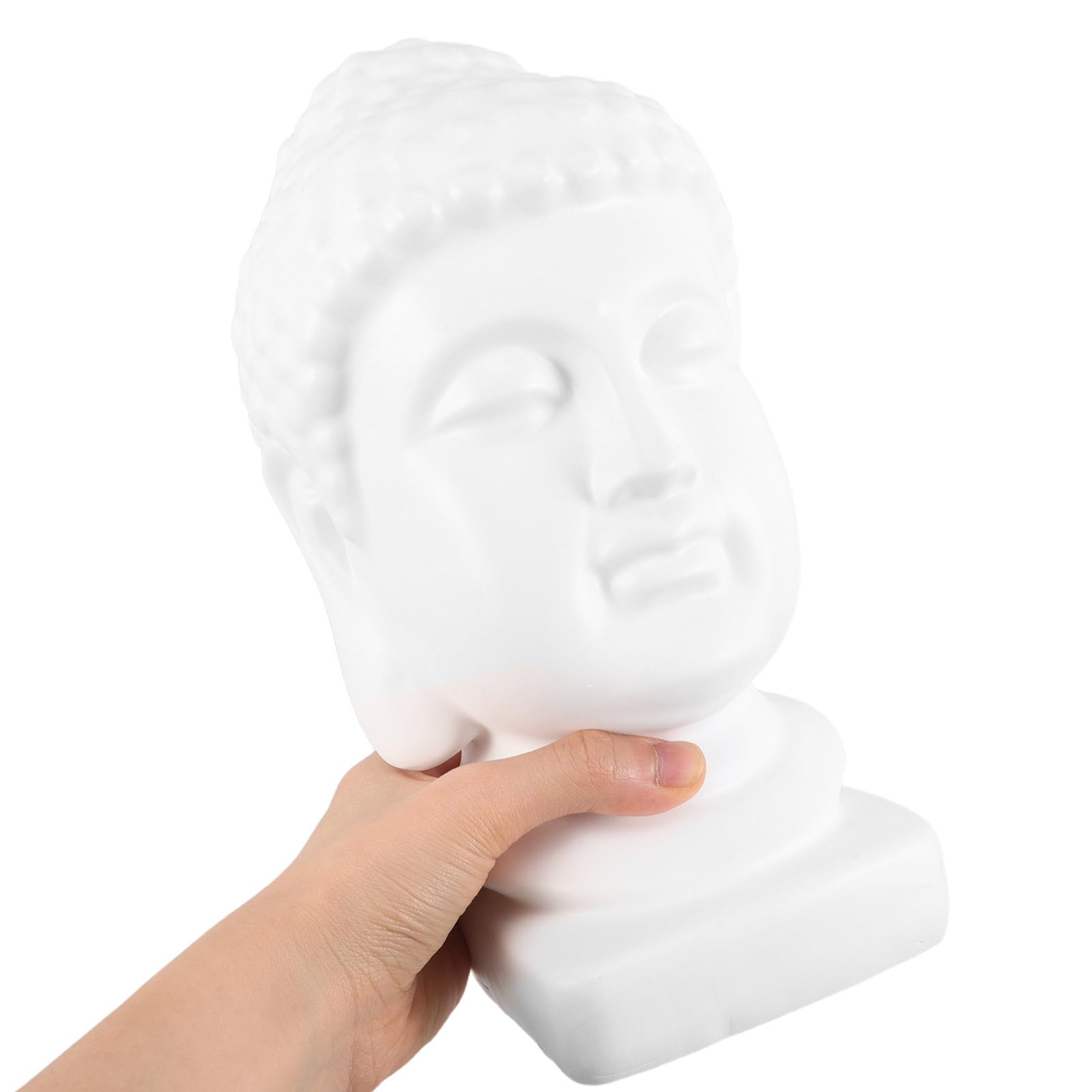 Tofficu Escultura Detalles Intrincados en Resina de Cabeza de Buda de Color Claro para Decoración del Hogar y Espacios de Meditación en Ocasiones Obsequios