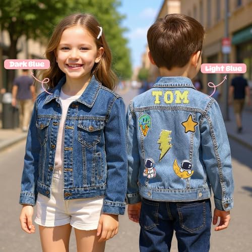 Funnli Personalized Kids Denim Jacket with Name, Custom Jean Jacket for Toddlers Girls and Boys 1-8 Years Old3