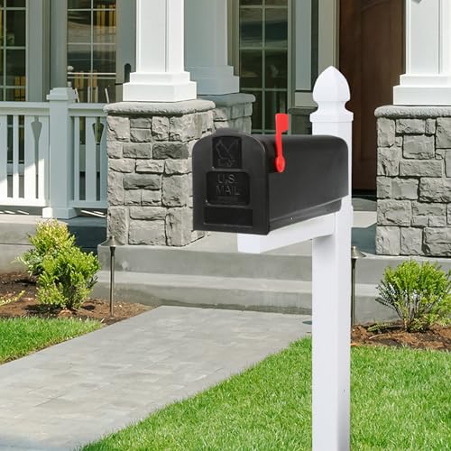 Architectural Mailboxes Parsons Medium Capacity, Plastic Post Mount Mailbox, Black - Image 3