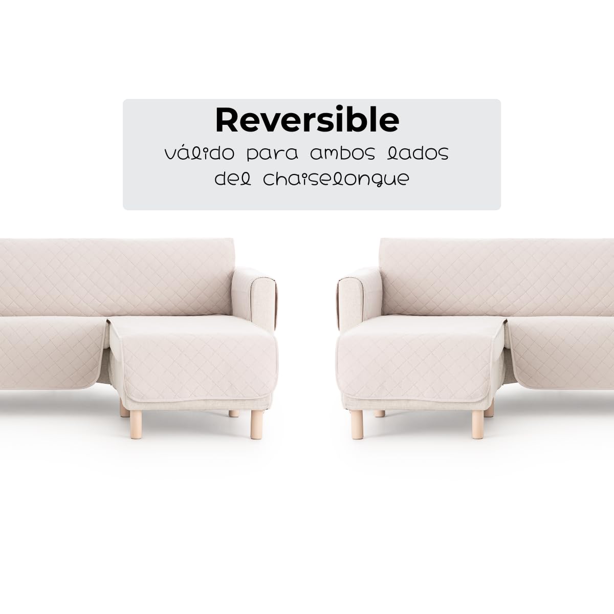 Lanovenanube - Funda Chaise Longue Acolchado Mallorca - Práctica Reversible 240 cm - Color Marfil