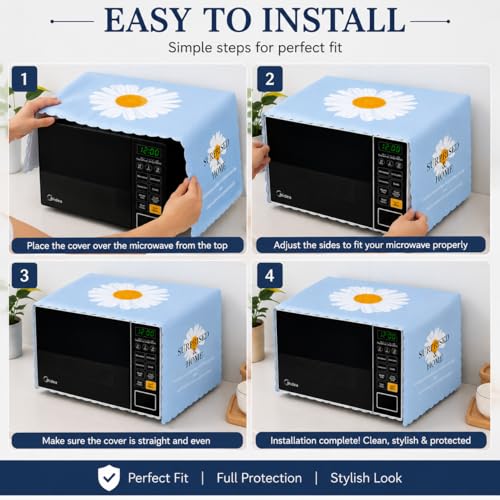 Image of Microwave Oven Cover - Waterproof & Dustproof Protective Cover for Kitchen, Heat Resistant Fabric, Universal Fit for Standard Microwave Ovens, Easy Clean Stylish Printed Design