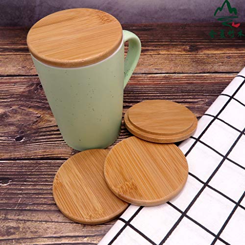 Pack Of 4 Bamboo Cup Cover Wooden Cup Lid Coffee Mug Cup Lid Wooden Tea Glass Cup Cover Drink Cup Lid Set #TOP7