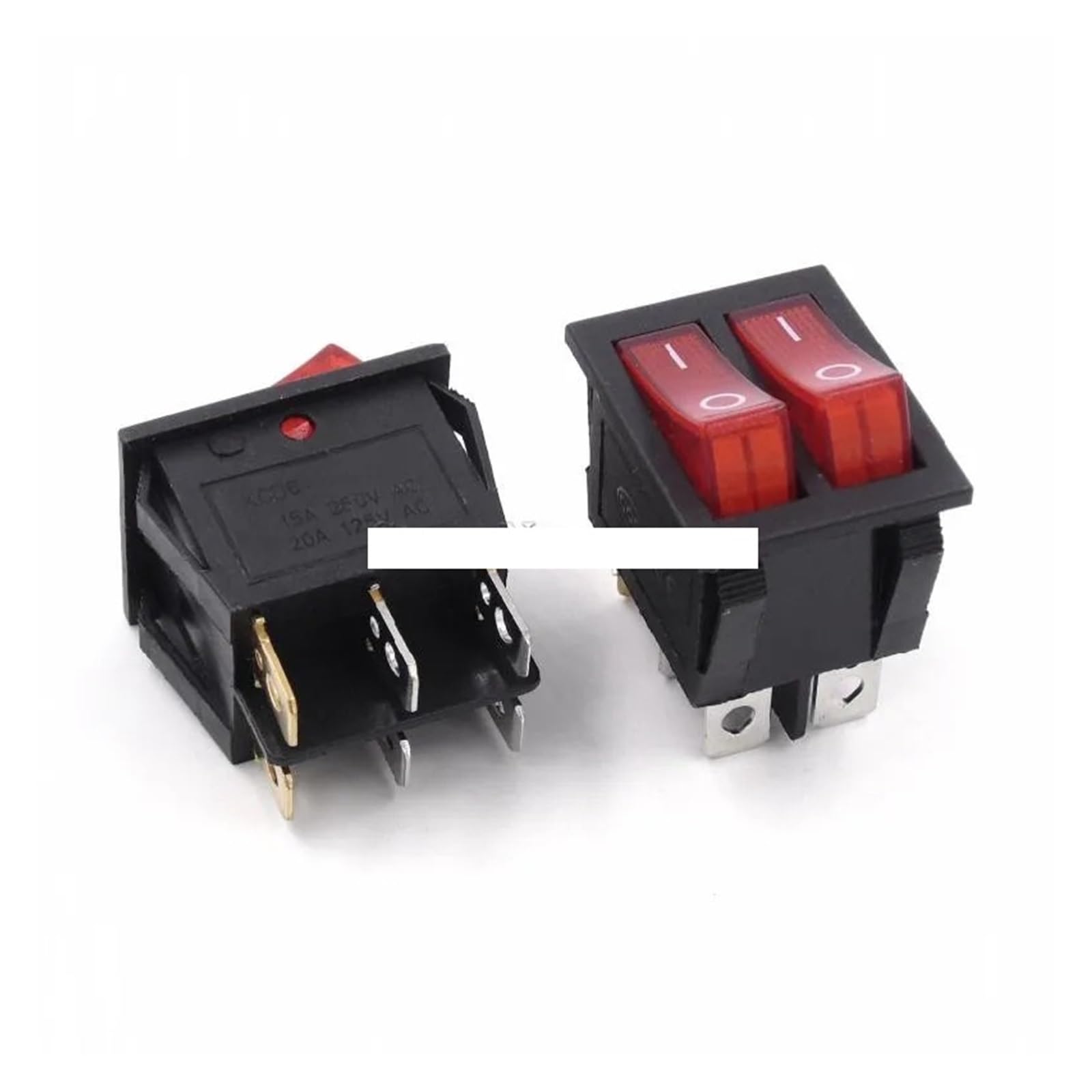 Interrupteur à bascule KCD6 rouge 15A 250V AC | Lot de 10 boutons 6 broches Marche/Arrêt