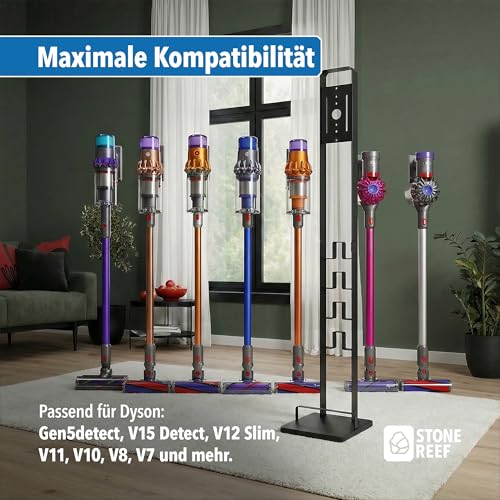 Ständer Kompatibel mit Dyson V15 V12 Gen5 V11 V10 V8 V7 – Freistehende Halterung aus 3 mm Stahl – Zubehörhalterung für Dyson Akkusauger – 127 cm Höhe, 4 kg, Kein Bohren