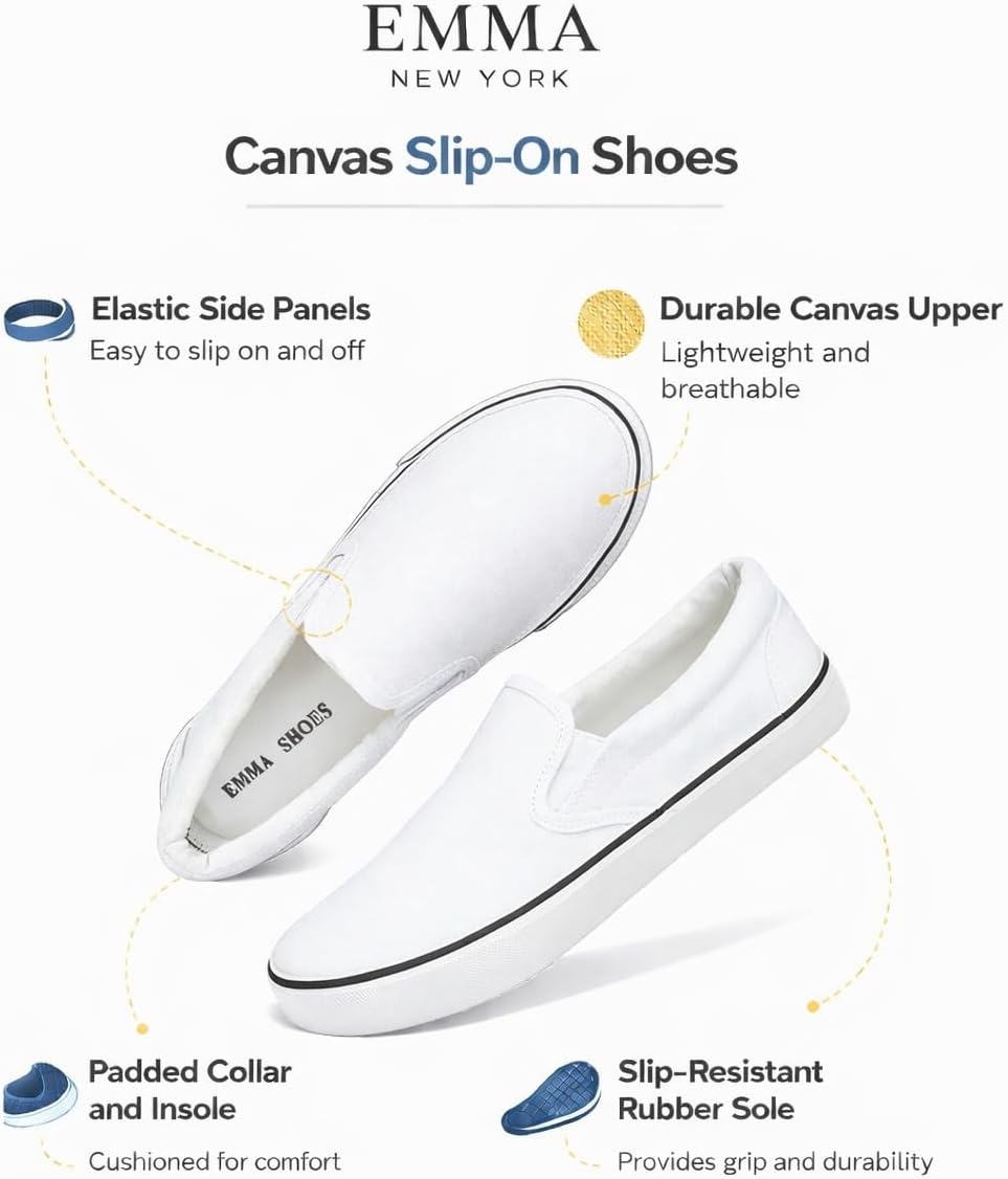 Emma Shoes Low-Top Slip Ons Women's Fashion Sneakers Casual Canvas Sneakers for Women Comfortable Flats Breathable Padded Insole Slip on Sneakers Women Low Slip on Shoes - Image 4