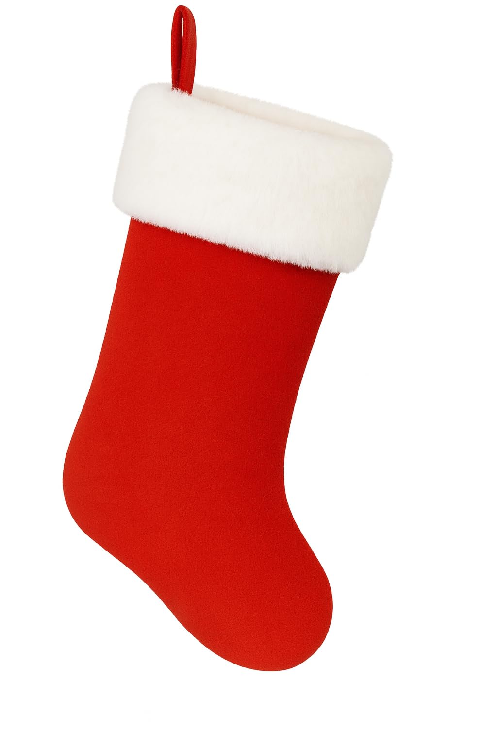 Top Sale Plush Christmas Stocking Red & White – Velvet Effect Deluxe Xmas Stocking 40 × 25 cm – Soft Faux Fur Cuff, Hanging Loop, Christmas Fireplace Decoration, Gift Stocking for Adults & Children