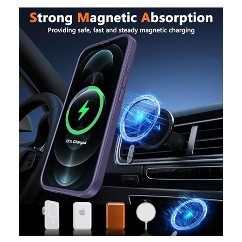 Image of iPhone 12 Pro Max Magsafe Hard Back Case | Matte Design & 360 Protection | Military-Grade Apple iPhone 12 Pro Max Cover | Strong Magnet Back - Purple