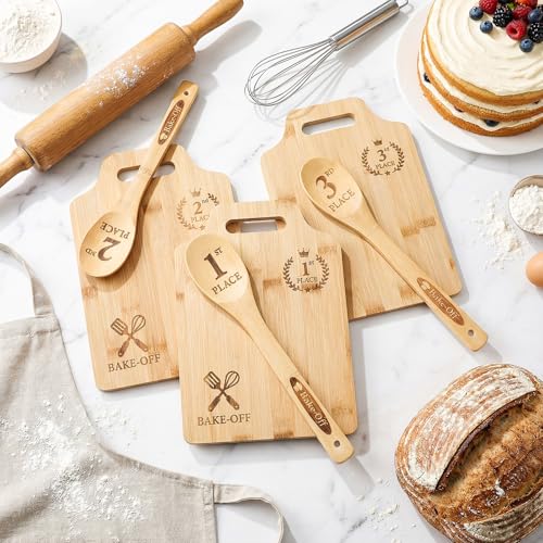 Set de 3 tablas de cortar rectangulares de madera con mango miniatura 4