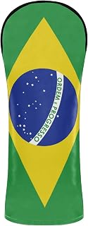 Brazil Flag Green Brazilian National Golf Club Head Cover Waterproof Headcovers with Number Tag for Driver, Fairway Wood Hybrid