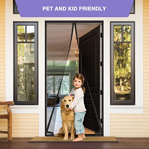 Titan Mall Magnetic Screen Door, Self Sealing Screen Door, Heavy Duty Door Screen Magnetic Closure Keep Bugs Out, Retractable Screen Door Mesh - Pet And Kid Friendly, Hands Free Door Screen 39" X 82" #TOP3