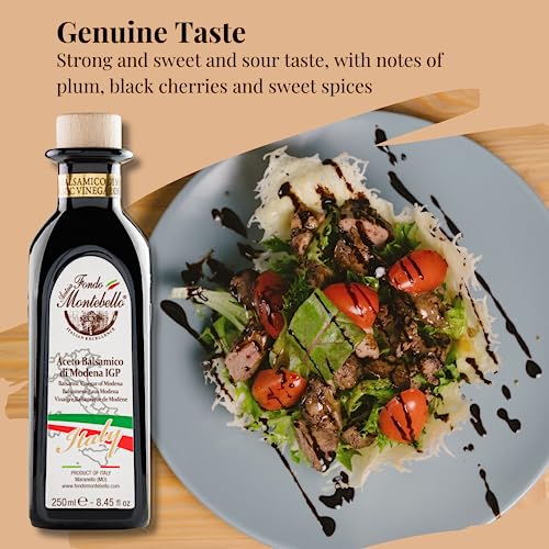 Fondo Montebello - Aged Balsamic Vinegar Of Modena 8.45 Fl.oz. (250Ml), Igp-Certified High Density Balsamic Vinegar With A Bold, Sweet-And-Sour Taste, Imported From Italy, Italian Excellence #TOP1